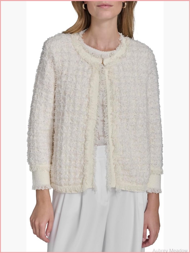 Ruffled Button Up Cardigan - Soft Blend, Machine Wash